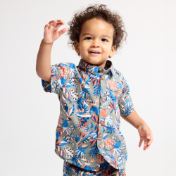 قميص قطني مزين برسمة قرد، للأطفال الصغار